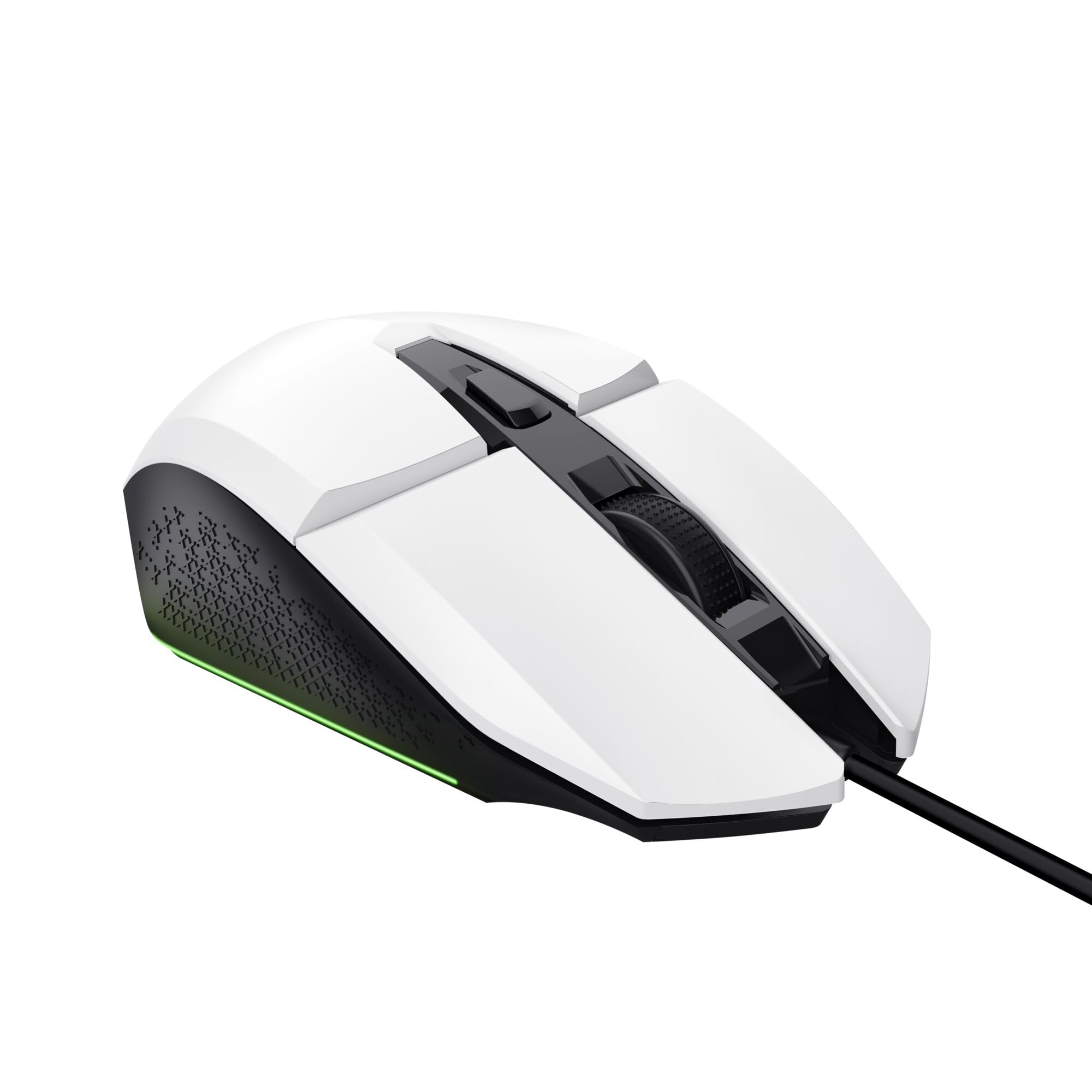 GXTrust Vylax mysz gamingowa z 6 programowalnymi przyciskami, biała | 200-6400 DPI, wielokolorowe podświetlenie LED, kabel USB 150 cm, przewodowa mysz do gier PC komputer laptop