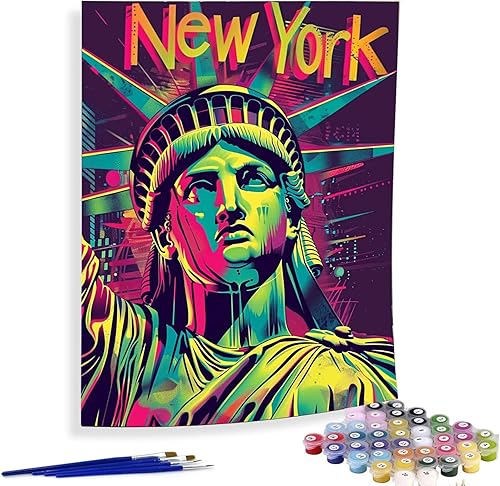 Miniatura 11 de Pintura por números para adultos, paisaje, pintura al óleo de cascada de aurora, kits de pintura acrílica por números para niños adultos