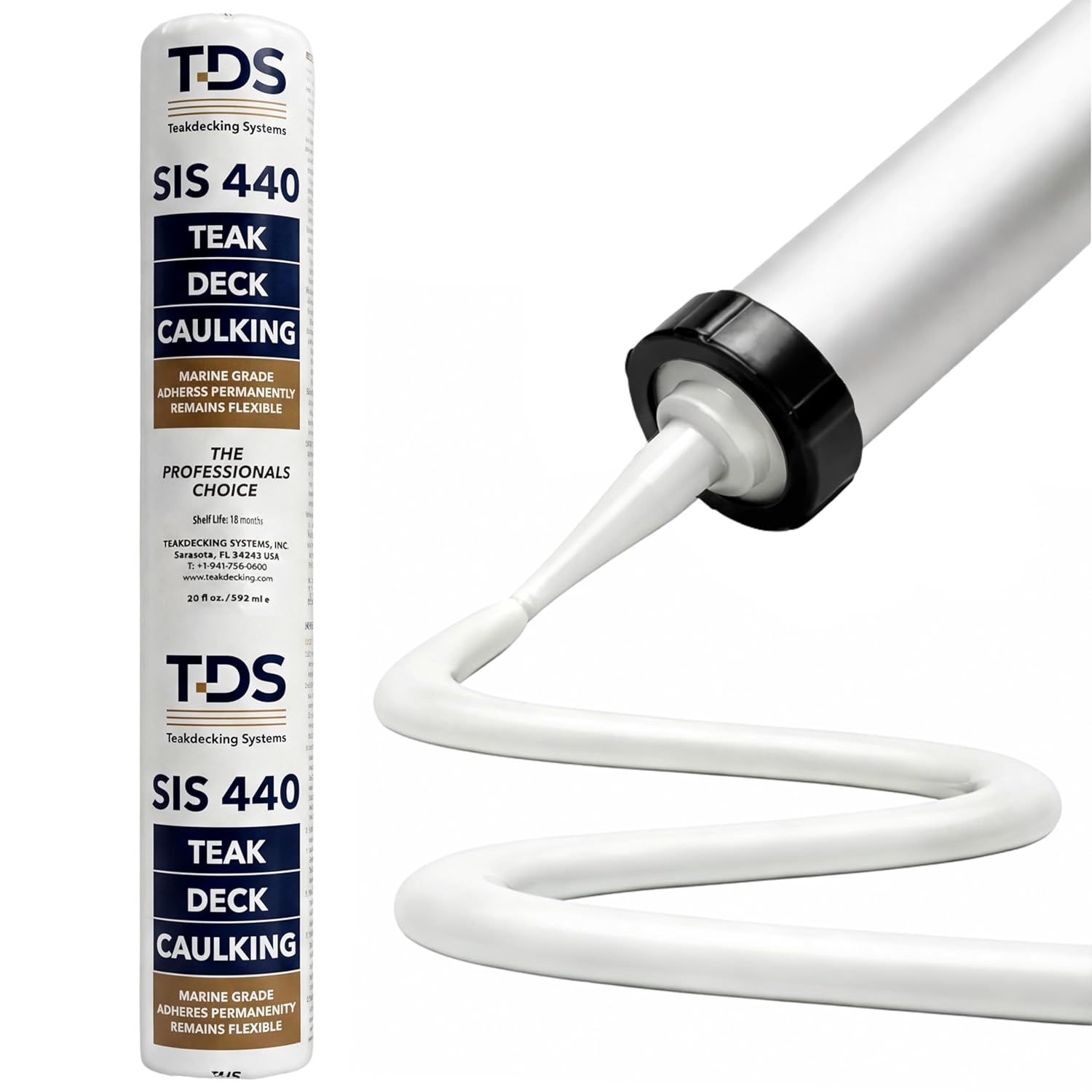 Teakdecking Systems - 20oz Marine Caulk Sausage, White - Premium Quality - SIS440 - for Teak Deck Seams - Provides First Class Appearance - UV & Chemical Resistant, Non-Corrosive
