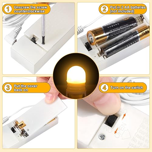 Miniatura 3 de Cable de accesorio con 2 bombillas LED de 6 pies, accesorios de luz cálida para Halloween, Navidad, aldea, decoración de casa, manualidades, lámpara