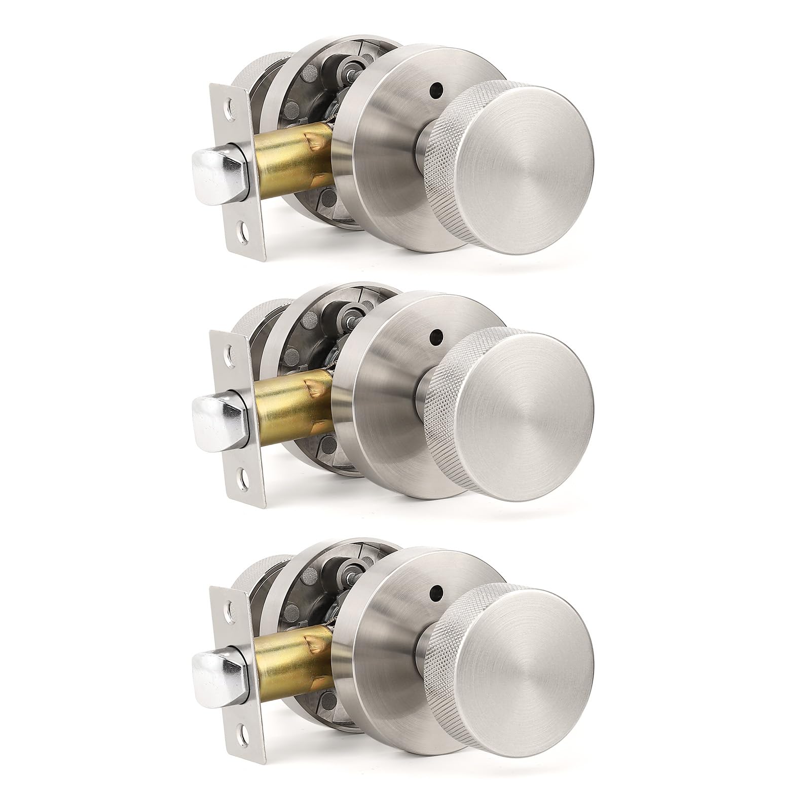 Brushed Nickel Privacy Door Knobs - 6 Pack -15