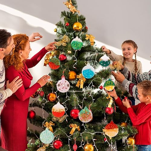 Miniatura 7 de Vellibring 12 moldes de resina de Navidad de silicona, moldes de resina epoxi, moldes de resina de forma redonda azul, moldes de resina de Navidad