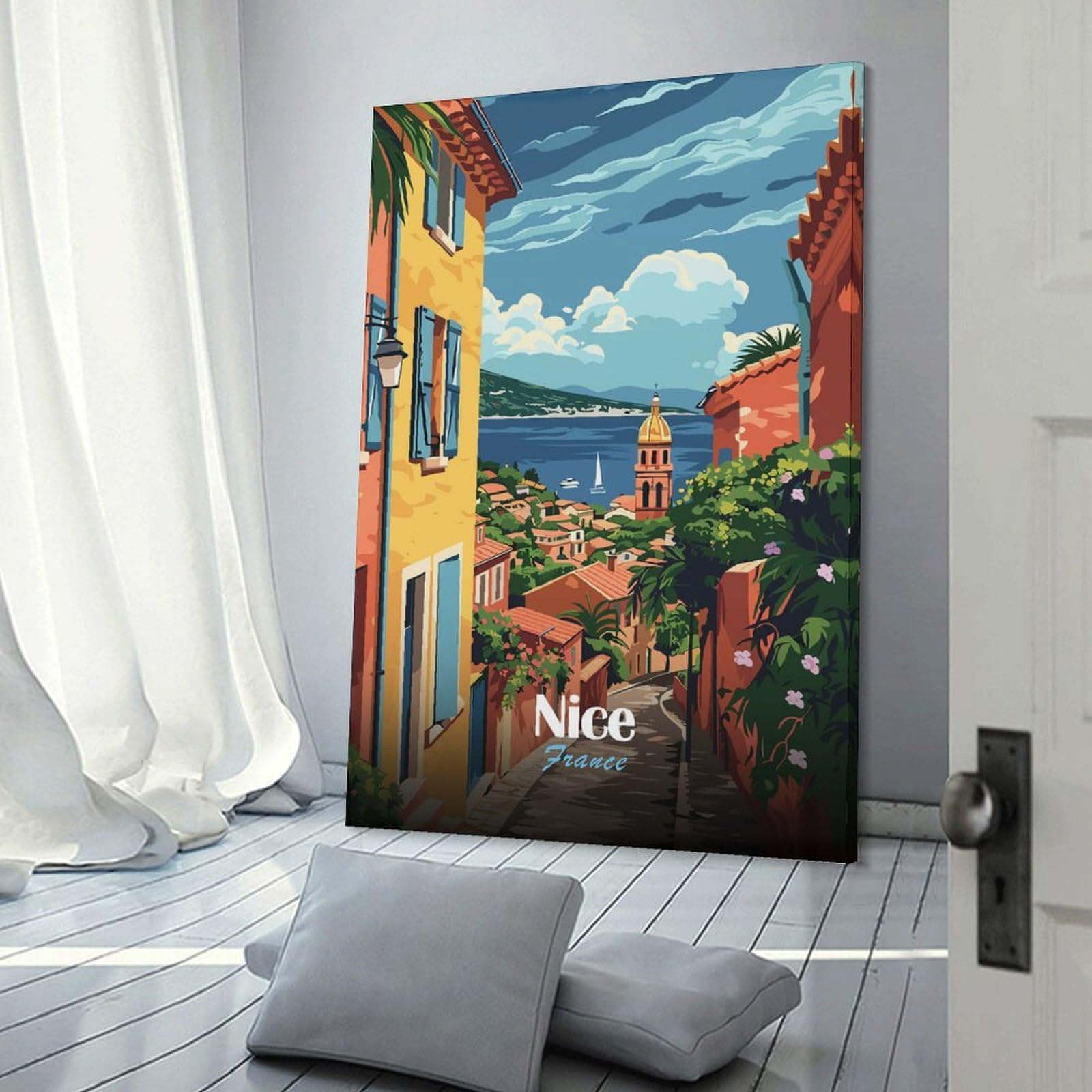 Junmoney Canvas Wall Decor Nice, France Travel (3), 24x36inch(60x90cm), for Living Room, Bedroom, Office Or Hallway, Stylish Home Artwork for Focal Walls