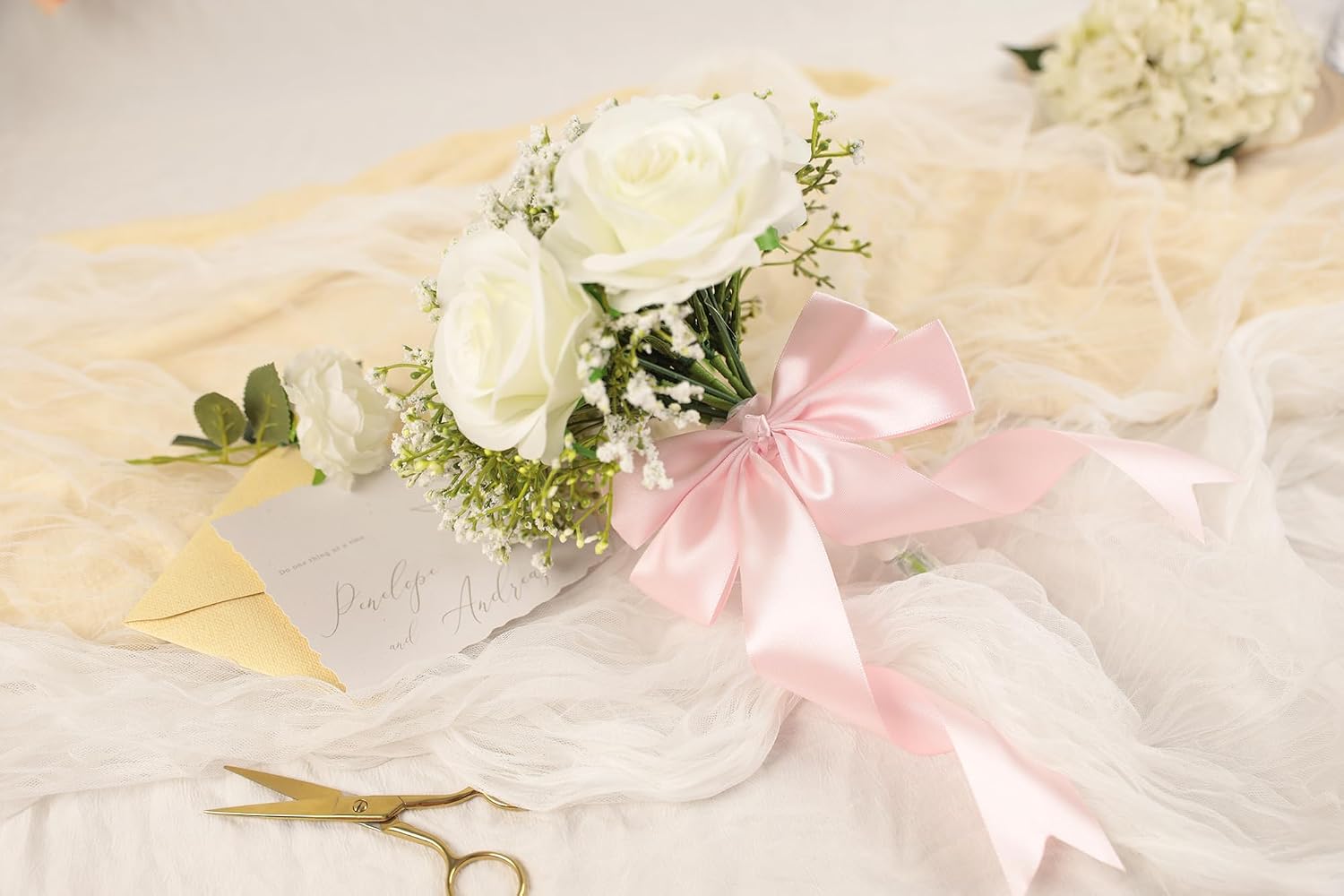 Baby Pink Satin Ribbon 1-1/2 inch X Continuous 100 Yards, Single Face Polyester Ribbon Perfect for Gift Wrapping, Flower Bouquets, Wedding Decor, Crafts, Bow Making, Sewing & Wreaths
