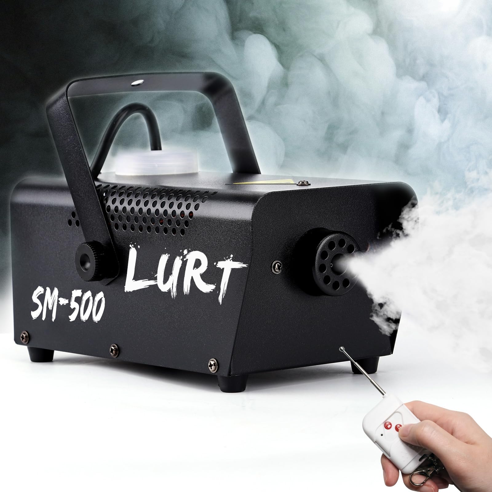LURT Fog Machine 500W Mini Smoke machine with Wireless Remote Control and Auto Mode Portable for Parties,Outdoor,Halloween,Wedding,Stage,Effect,indoor,Disco and Disinfection 2000CFM,Fuse Protection