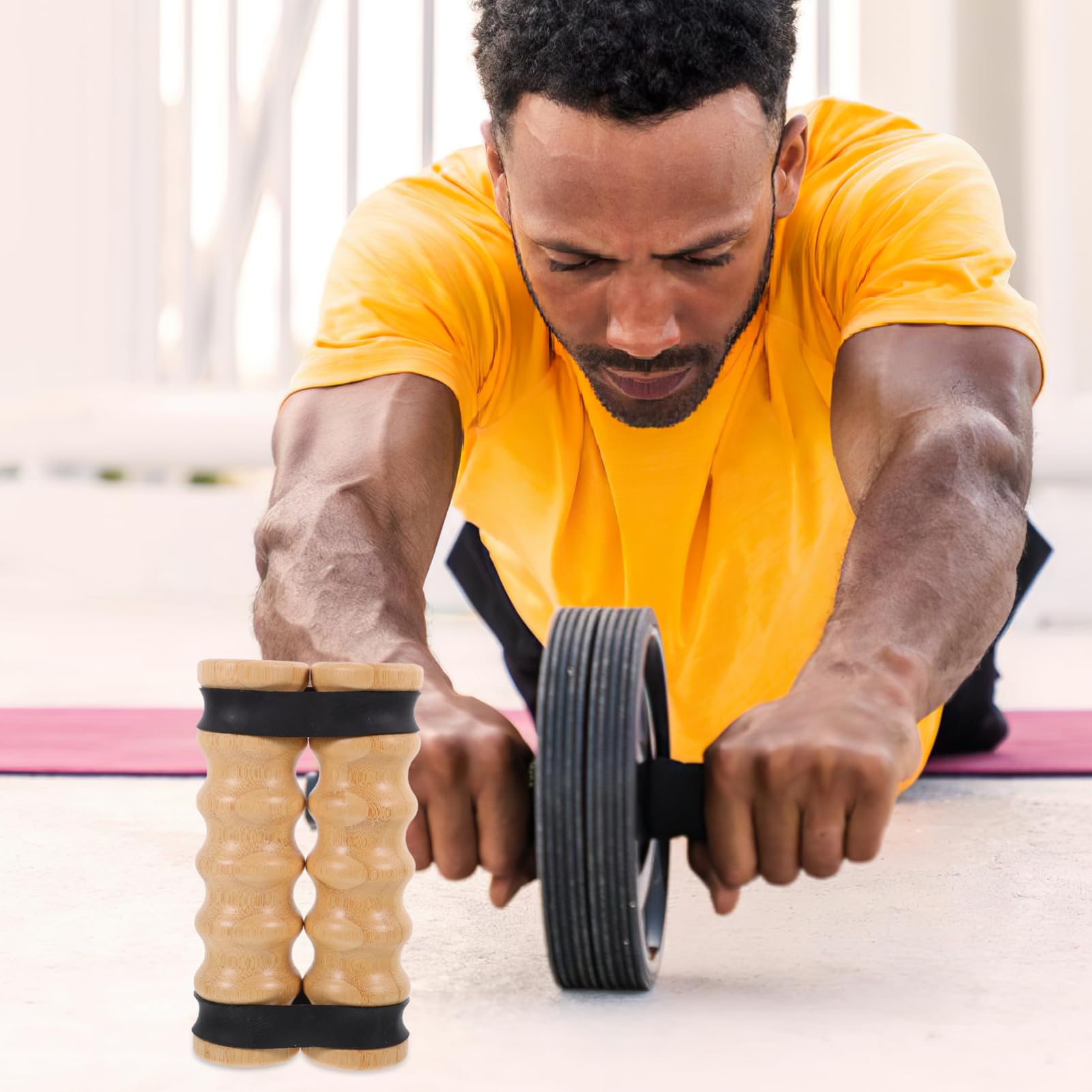 Fasce Elastiche con Manici in Legno, 2 Pezzi per Allenamento | 8 Fasce Incluse, Resistenza Regolabile, Design Portatile, Uso in Gym e Body Sculpting