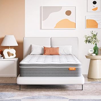 Small Double Mattres4FT, Sweetnight 8 Inch Memory Foam Sprung Mattress- Individually Wrapped Pocket Springs Hybrid Mattress with Gel Memory Foam for Motion Isolation & Cooler Sleep120x190x20cm