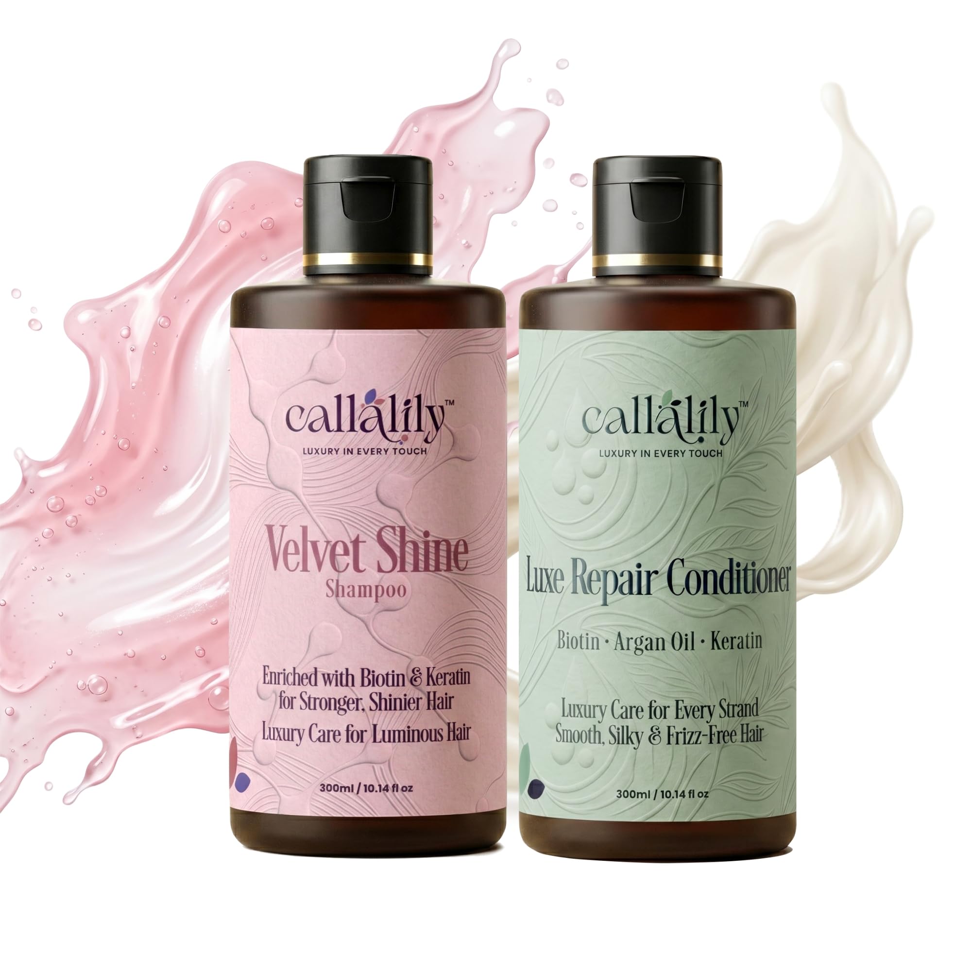 Velvet Shine Shampoo and Luxe Repair Conditioner Combo, with Biotin, Argan Oil and Keratin, 300ml Each-image-3