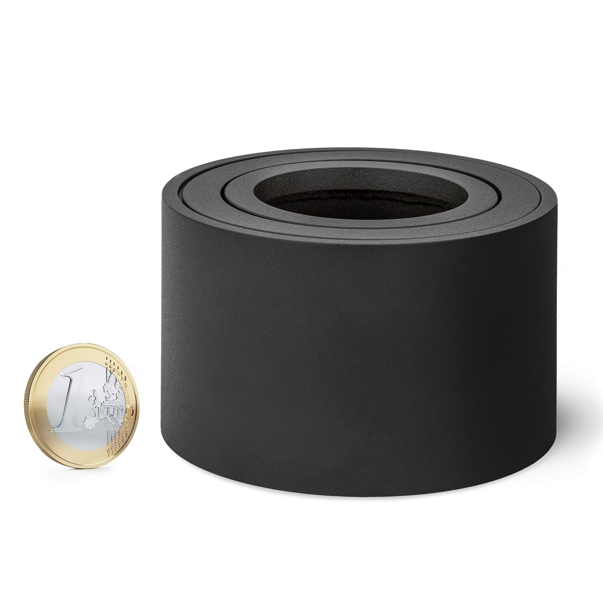 linovum SMOL Foco de superficie, 4 unidades, orientable, redondo y extraplano, en negro mate, con diámetro de 80 mm, para módulos led