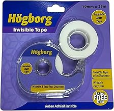 Invisible Matt Tape with Dispenser, 19mm x 33m, Magic Tape, Writable Surface, Easy-Tear, Includes Free Refill Roll, Professional Adhesive for Documents, Files, School Projects, Home Office