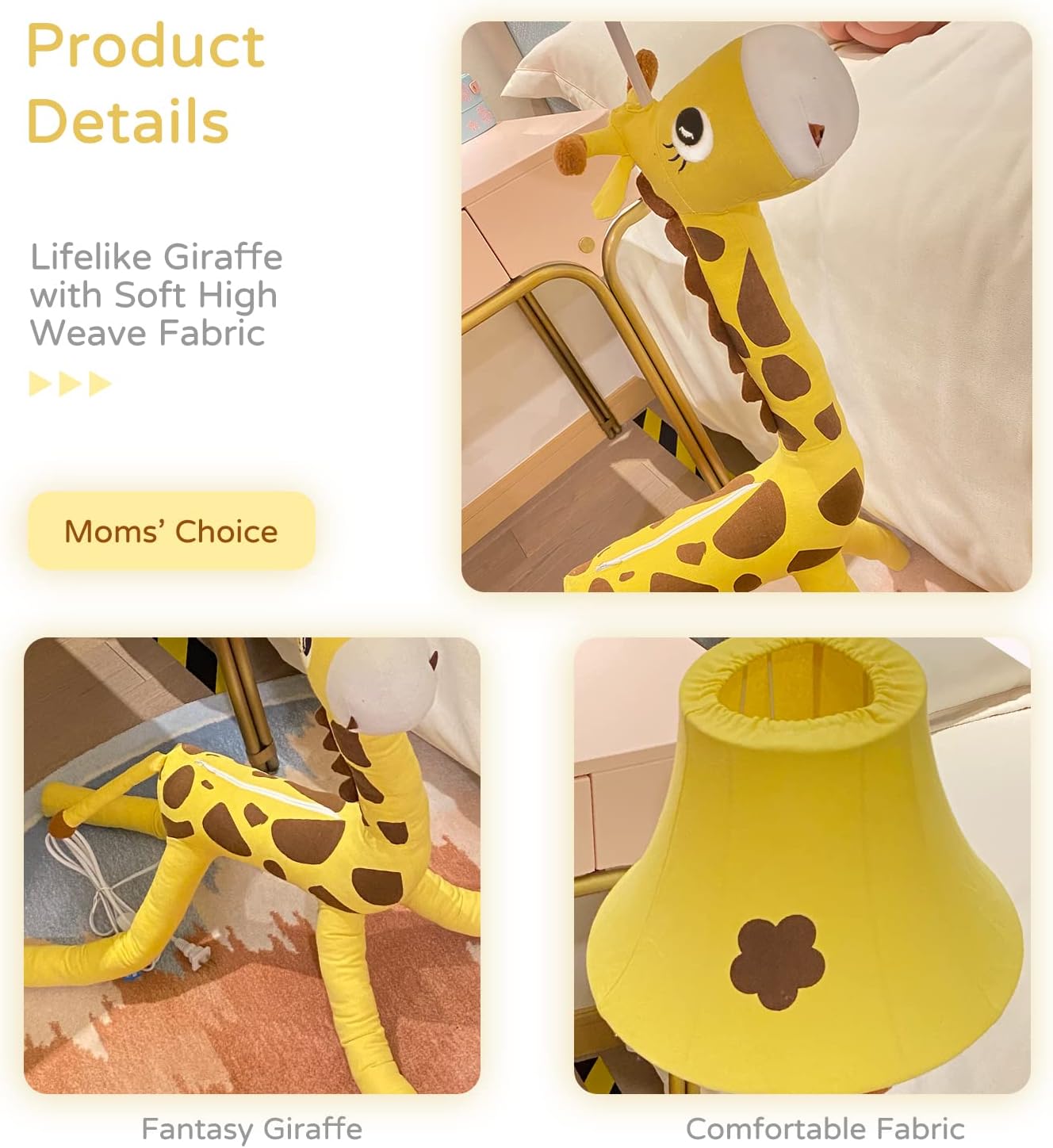 Floor Lamp by Cozylight, Giraffe Design 50nch Tall Standing Lamp for Kids' Bedroom, Hand-Stitched Toy Lamp Decorate The Cozy Living Room