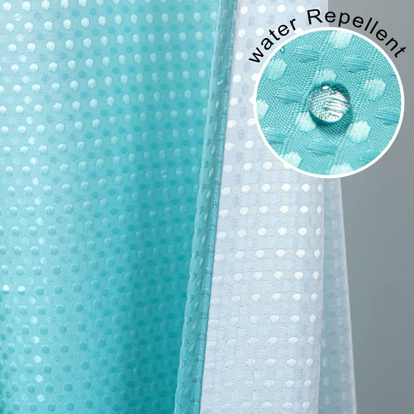 Mrs.Naturall Teal Shower Curtain for Bathoom, Ocean Beach Theme Fabric Mermaid Themed Ombre Shower Curtains with Hooks, Blue Green Turquoise and White 72x72 image 4