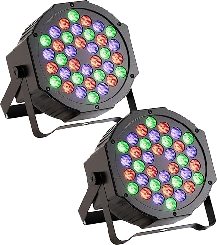 Luces LED Par de 36 luces LED de escenario, 9 modos RGB DJ luces con control remoto activado por sonido y control DMX DJ Uplighting para fiesta de