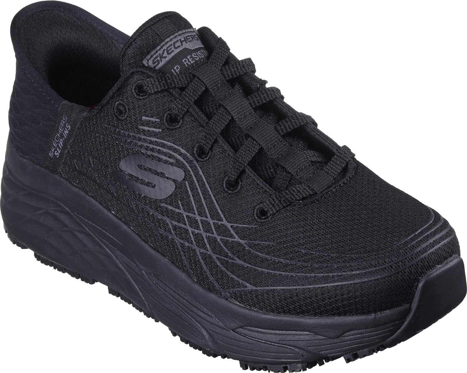 Skechers Work Max Cushioning Hands Free Slip-Ins, Women's, Black, Soft Toe, Slip Resistant, Low Athletic, Work Shoe (7.0 M)