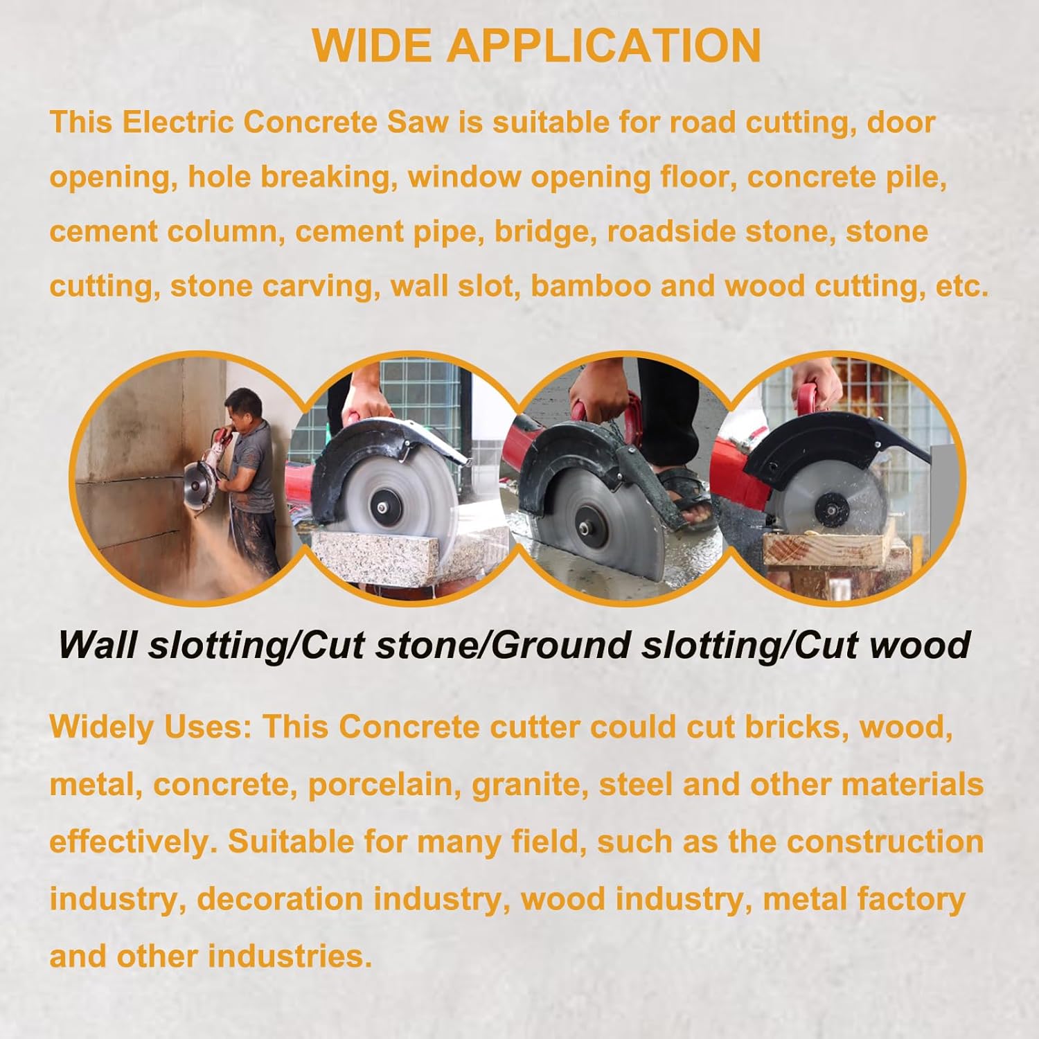 INTBUYING Electric Concrete Saw, Wet/Dry Circular Saw Cutter, 14" Concrete Cutter Masonry Tool 220V for Wood, Granite, Brick-with Water Pump
