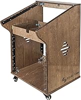 Vista 2 de Sound Town Estante de estudio de madera contrachapada de abedul báltico macizo con tapa mezcladora inclinada de 11U, frontal de 10U, cajón de 2U