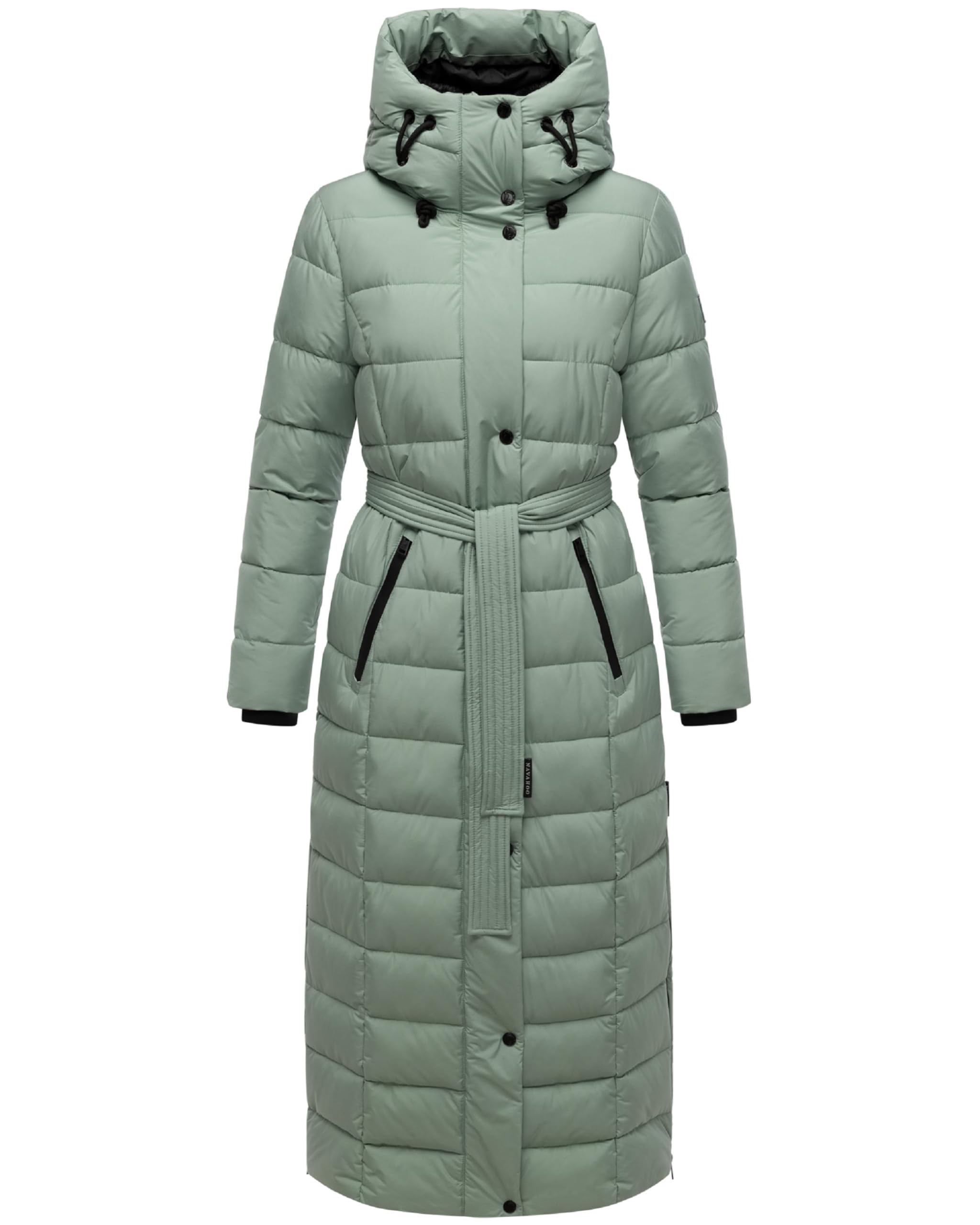 Navahoo Women's Smokey Mint Winter Coat Warm Quilted Coat Long With Hood And Waist Belt Part Xiv Xs-3Xl, M