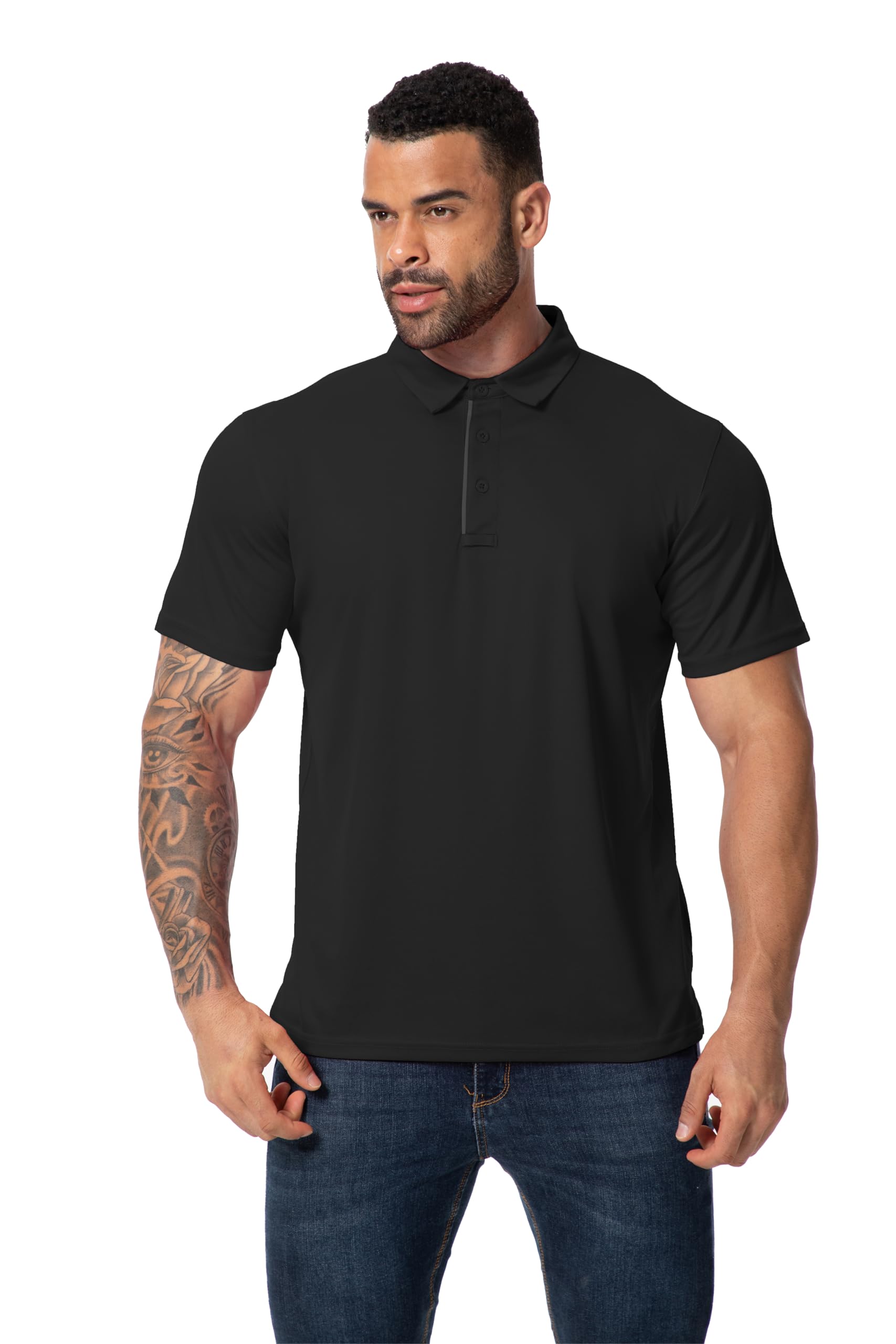 3er Pack Polo Homme Manches Courtes Séchage Rapide Poloshirt Basic Regular Fit Hygroscopique Polo Golf Respirant Golf Outdoor T-Shirt