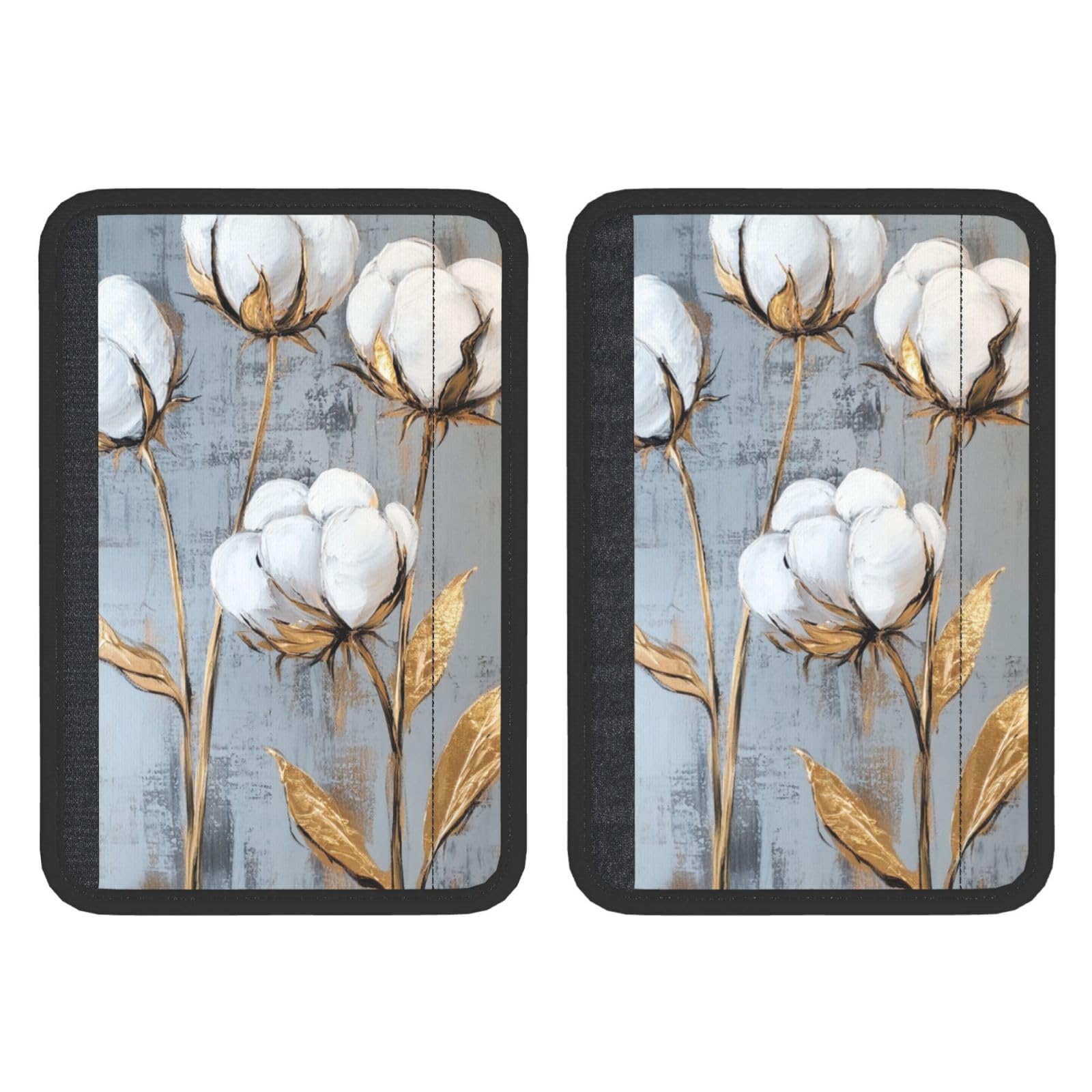 White Cotton Flowers Car Seat Belt Cover 2 Pack Seatbelt Strap Shoulder Pad Protector Universal Comfort for Car