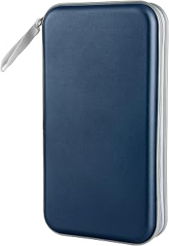 Siveit CD Case Holder, 80 Capacity CD/DVD Case Holders Wallet Hard Plastic CD DVD Disc Cases Storage Binder for Car Home Office Travel Dark Blue