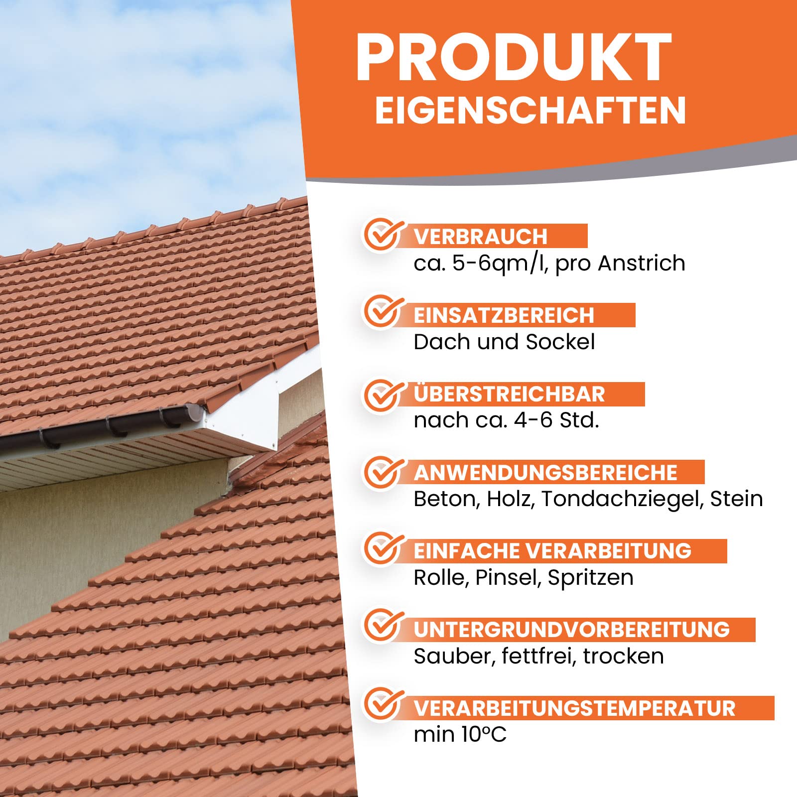 BEKATEQ Dachbeschichtung Rotbraun 5L UV-wetterfest schnelltrocknend elastisch hydrophob BE-510