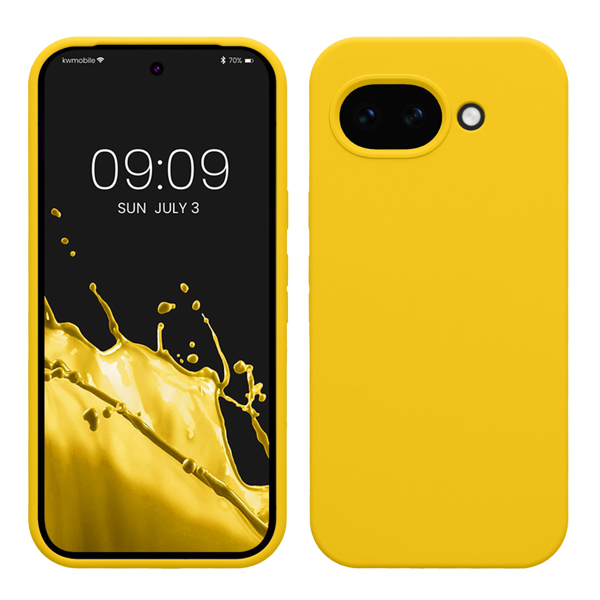 kwmobile Case Compatible with Google Pixel 10a Case - TPU Silicone Phone Cover with Soft Finish - Radiant Yellow