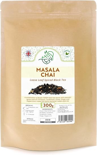 Masala Chai Premium Assam Black Tea With Spices - Cardamom & Cinnamon & Cloves & Ginger & Peppercorn 300g
