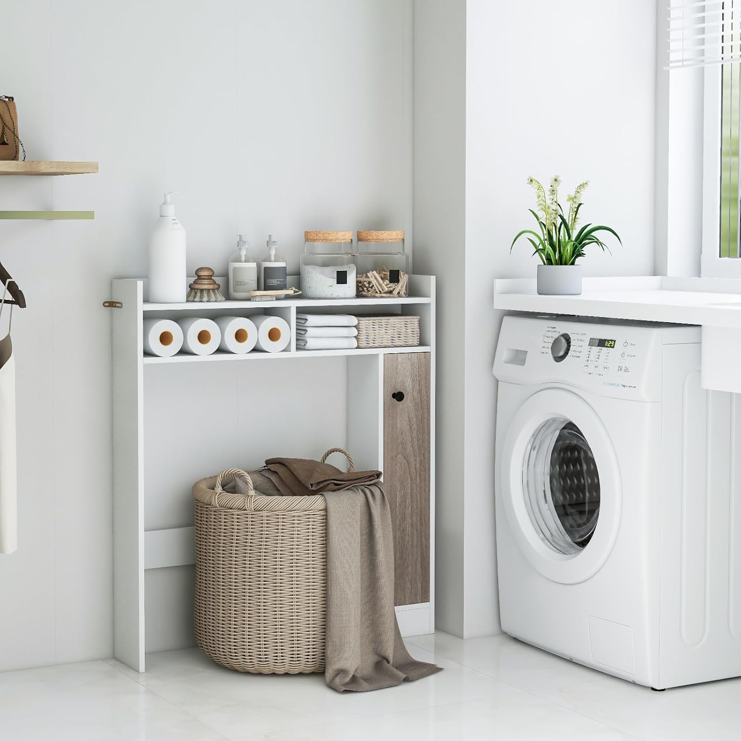 Front view of the COSTWAY Over-Toilet Storage Cabinet