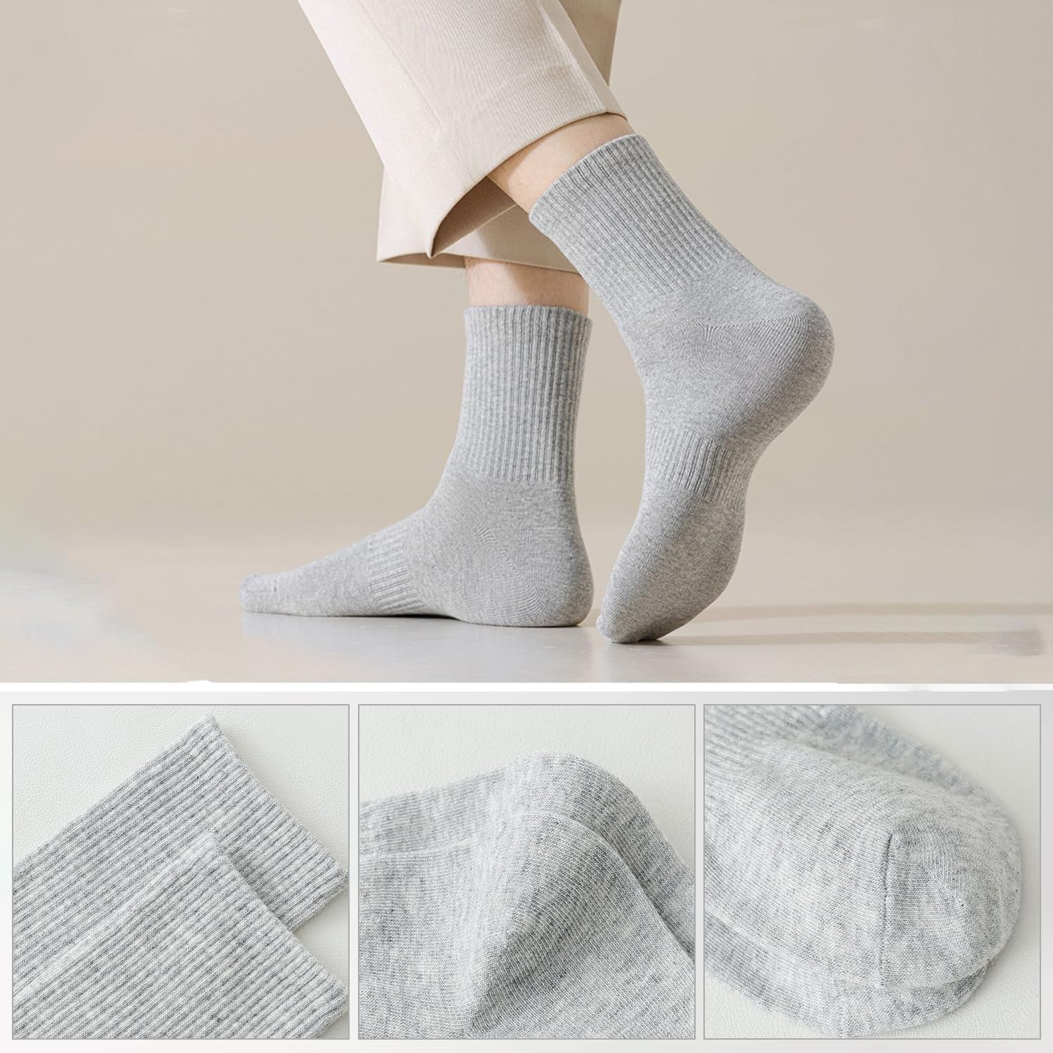 12/30 Pairs Crew Socks Unisex, Cotton Breathable Athletic Socks 6.7"