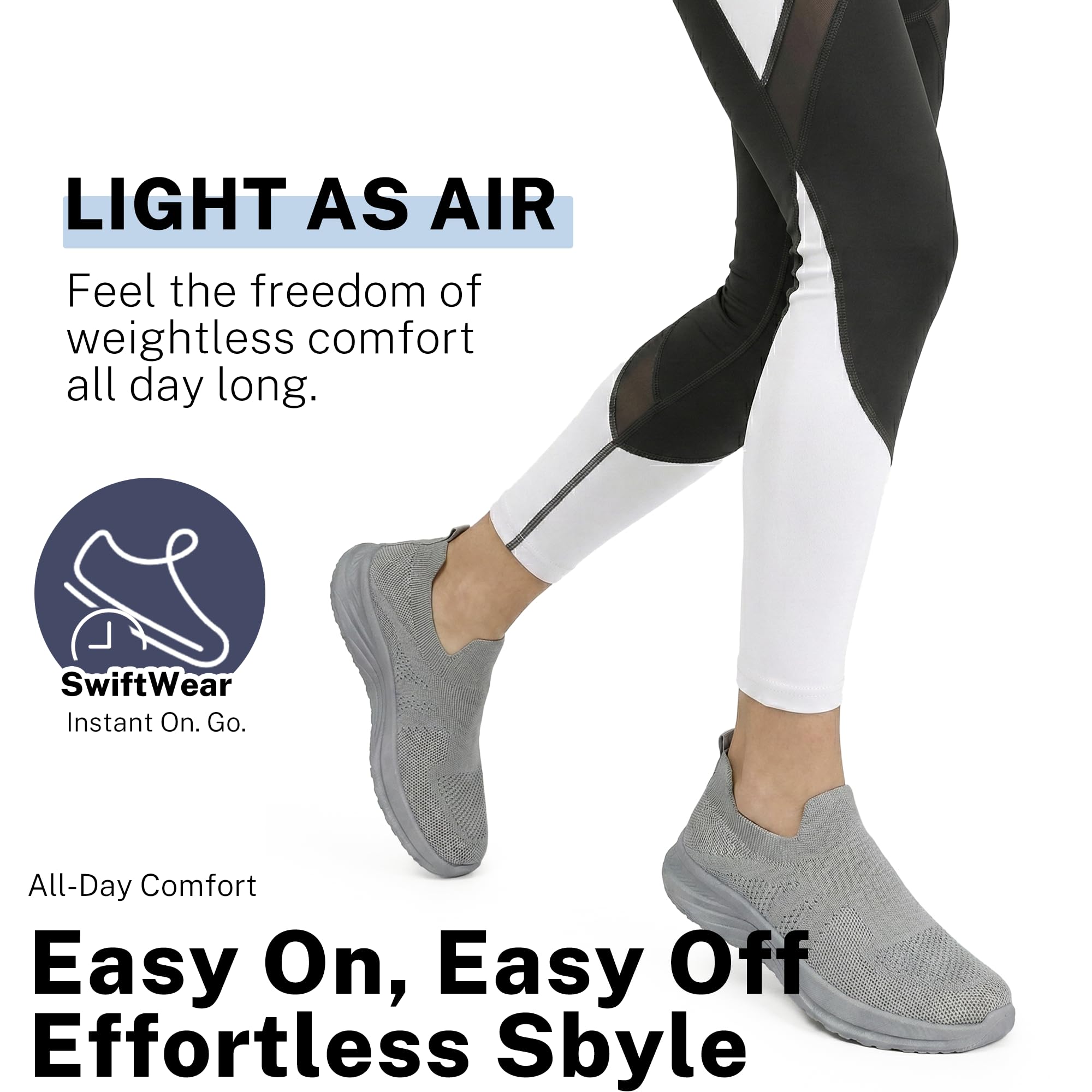 JOMIX Sneakers Donna Slip On Senza Lacci Scarpe da Corsa Leggere Traspiranti Antiscivolo Ammortizzate per Passeggiata Fitness Yoga Palestra Outdoor