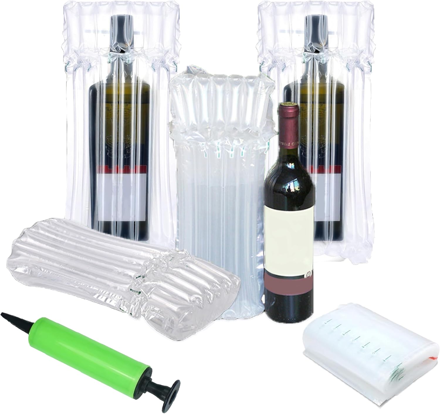 12 Packs Wine Bottle Travel Protector Bags, Inflatable Air Column Packaging Bubble