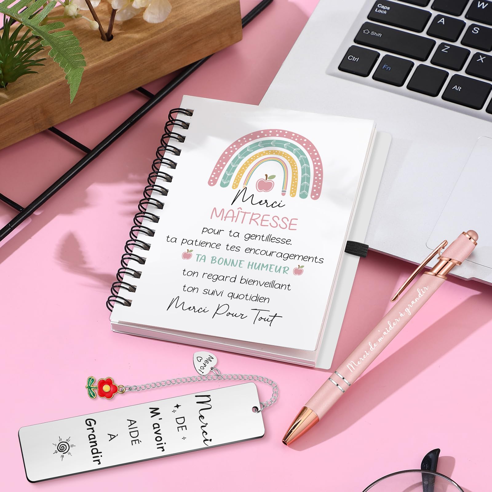 Cahier à Spirale avec Stylo et Marque-Page Cadeau Enseignant Fin d'Études