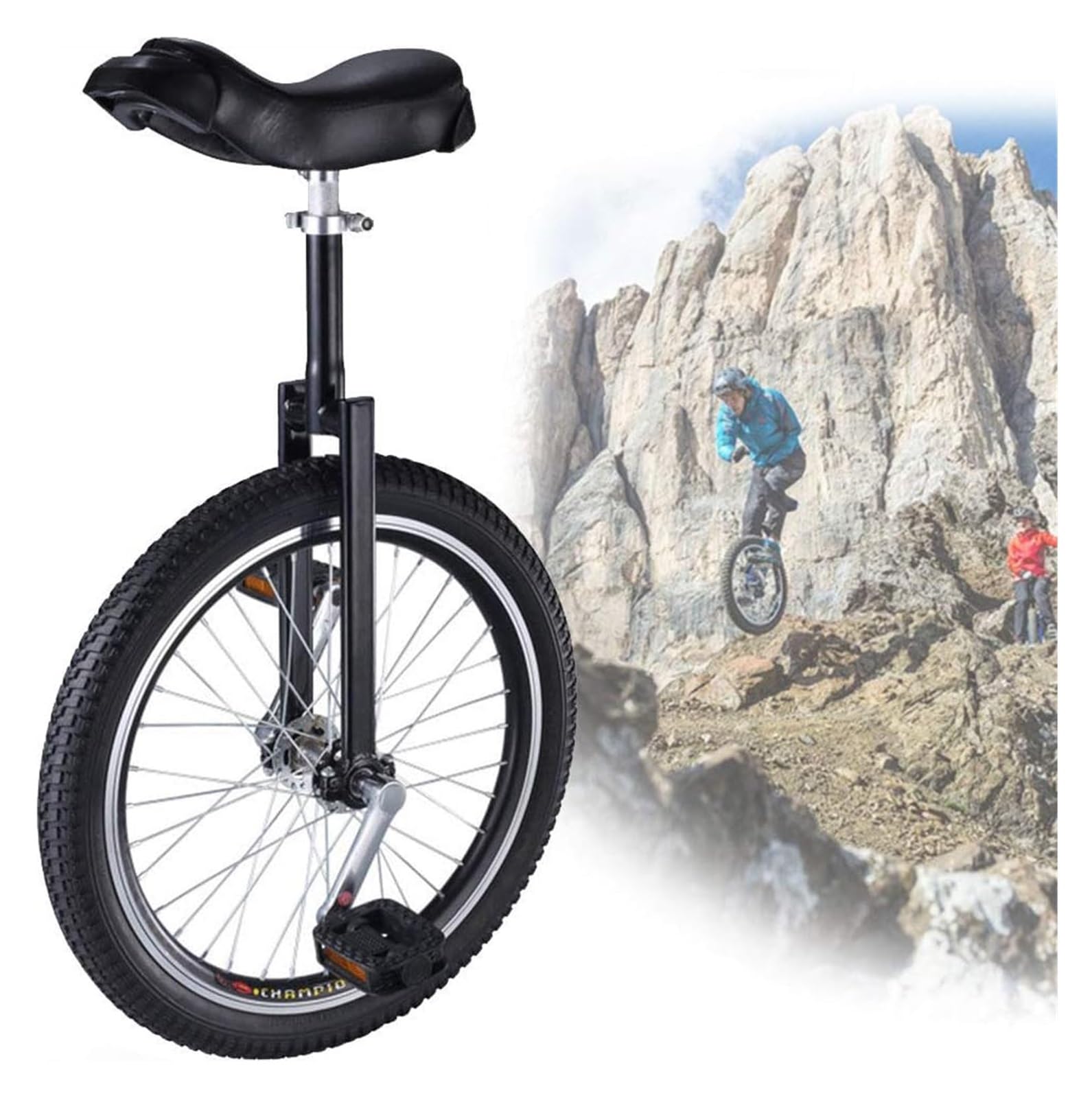 Monocycle, Pneus antidérapants réglables de 18 Pouces for l'extérieur, avec Support Rangement Robuste