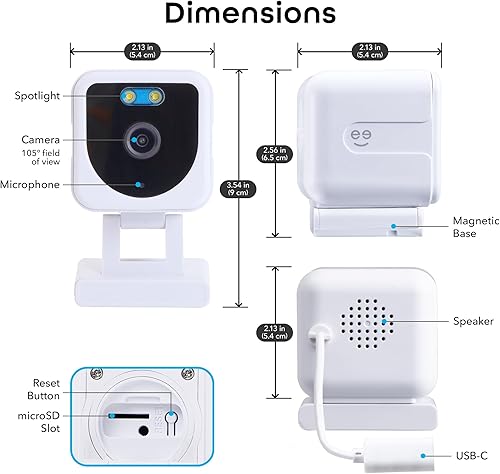 Miniatura 9 de Geeni Mini cámara de seguridad para interiores y exteriores 1080P, paquete de 2, cámaras WiFi inteligentes con detección de movimiento y sonido,