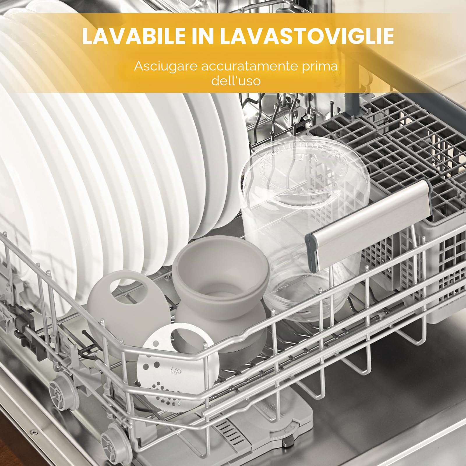 Vucchini Set di Saliera e Pepiera,3 Modalità,Completamente Rimovibile,Lavabile in Lavastoviglie,Grigio