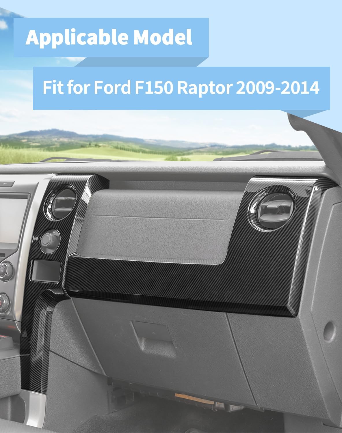 Voodonala for F150 Carbon Fiber Interior Trim Kit, 6PCS Center Console Gear Shift Panel Cover Trim Compatible with Ford F150 Raptor Accessories 2009-2014
