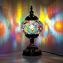 Anton Turkish Mosaic Glass Decorative Table Lamp Moroccan Lantern Home Decor Night Light for Living Bedroom Room (Multicolour)