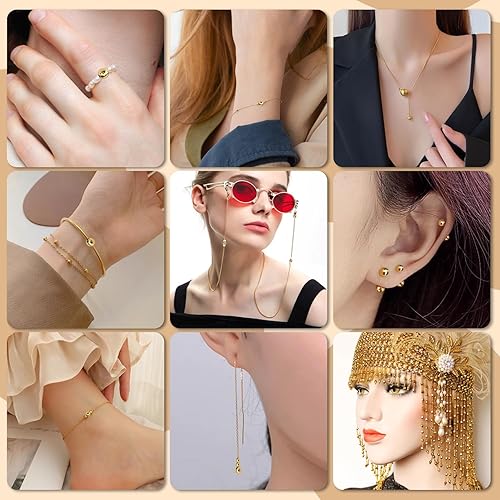 Miniatura 7 de 100 cuentas espaciadoras de oro de 14 quilates, cuentas sueltas redondas de 0.079 pulgadas para la fabricación de joyas, pequeñas cuentas lisas sin