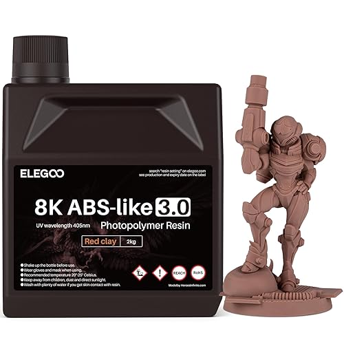 ELEGOO Resina similar a ABS 8K 3.0, resina de fotopolímero de curado UV 405nm, resina de impresión 3D ABS mejorada, mayor precisión, resina 3D de