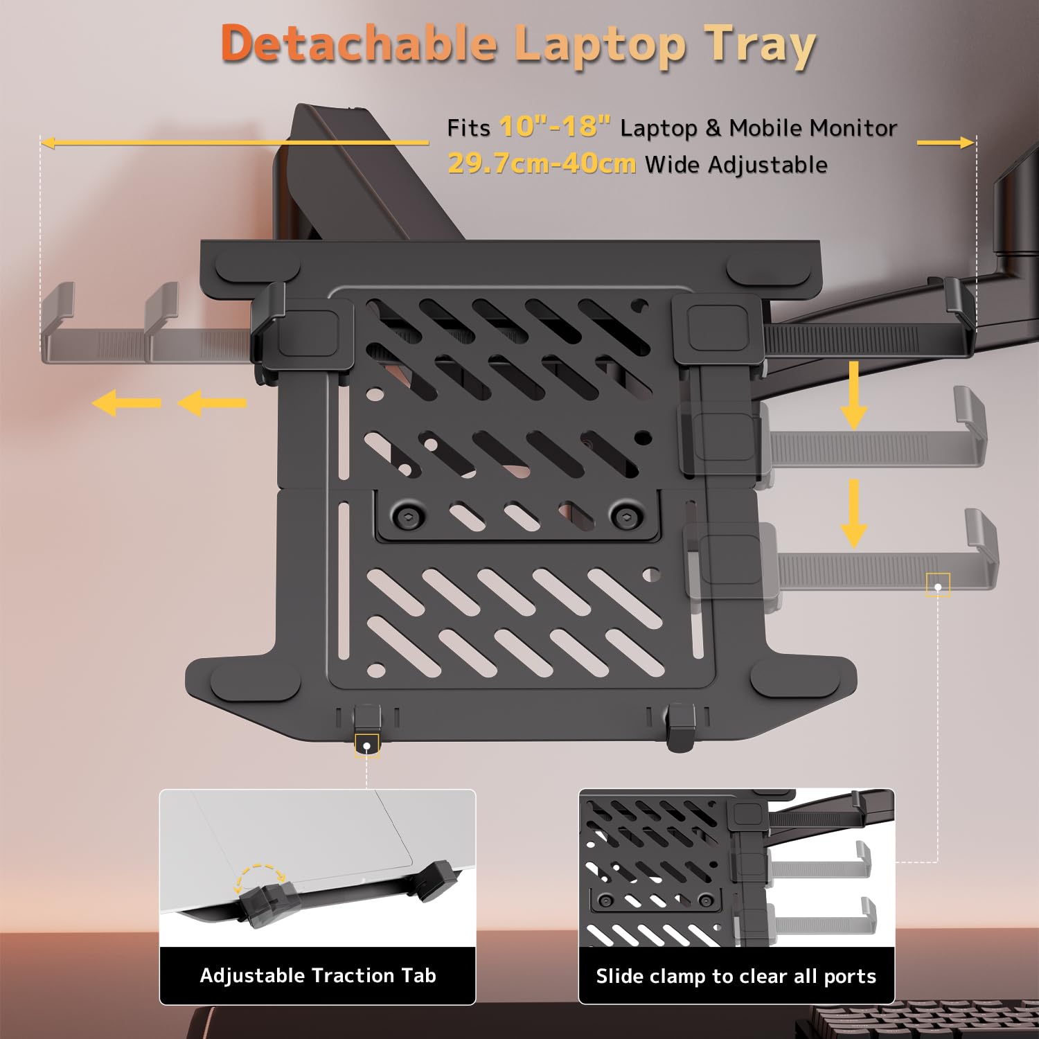 PUTORSEN Laptop Wandhalterung für 10-18“ Notebook und 13-32" Bildschirm, Neigbare Drehbare Monitor Laptop Halterung Wand, VESA 75x75-100x100mm, bis 9 Kg