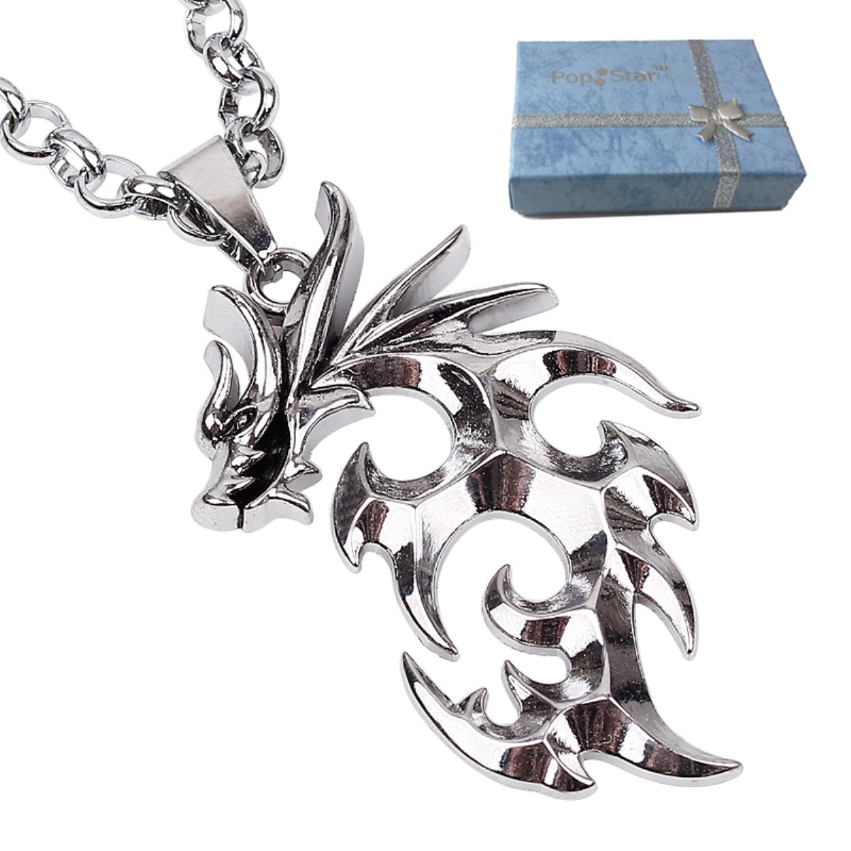 PopStar@ "Fire Dragon" Pendant w/ 20" Cascade Chain Necklace (PS-7032)