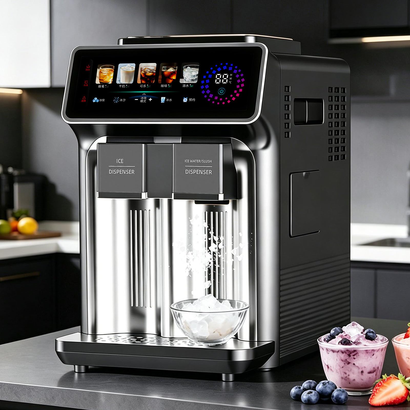 ZHLINGQ Smart Touch Ice Maker, 3-in-1 Ice Slush Cold Water Machine