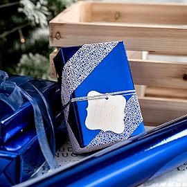 RUSPEPA Royal Blue Metallic Wrapping Paper - Solid Color Paper Perfect for Wedding, Birthday, Christmas, Baby Shower - 17 Inches X 32.8 Feet