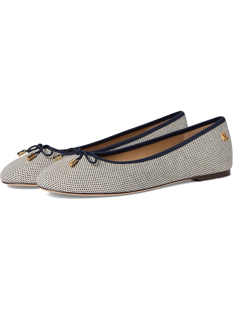 Bone Lauren Ralph Lauren Jayna Cross-Dyed Canvas Flats