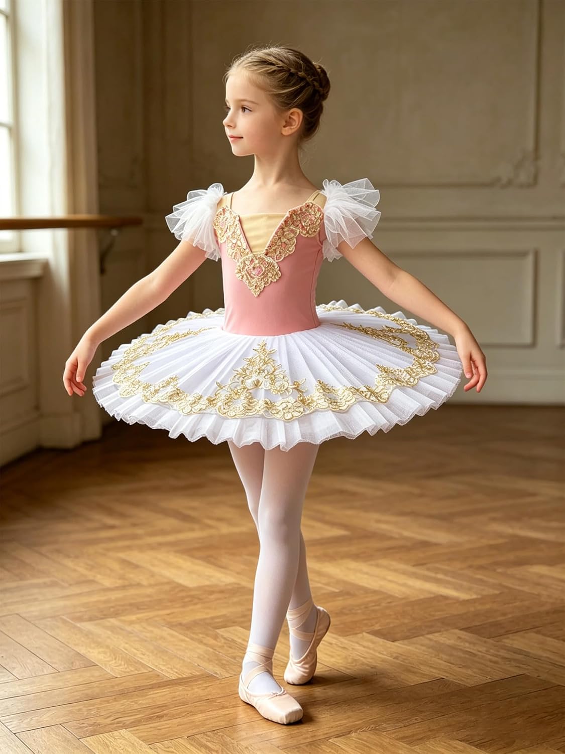 Jugaoge Girl's Ballet Swan Lake Tutu Dress Sequin Camisole Skirted Leotard Ballerina Dancewear Princess Gown