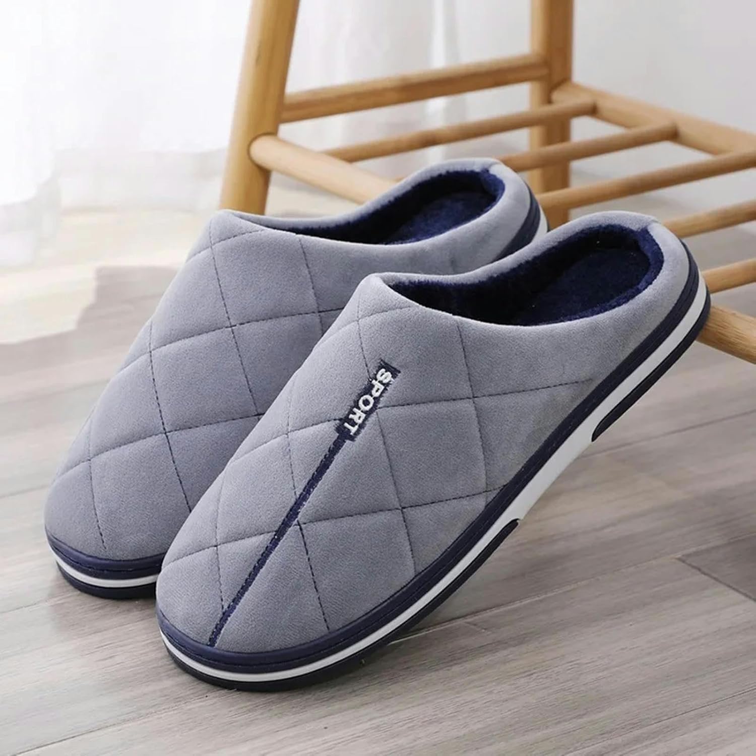 Pantofole da Uomo - Calde e comode, Grandi Dimensioni, in Cotone, per la casa e la Camera da Letto, Pantofole da Uomo, caffè 2,49-50