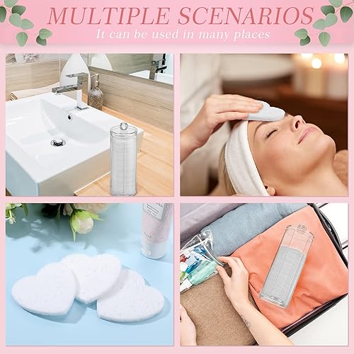 Vista 131 de Sieral 120 esponjas faciales comprimidas con contenedor, almohadillas de esponja desechables para lavar la cara, exfoliante, esteticista, Verde