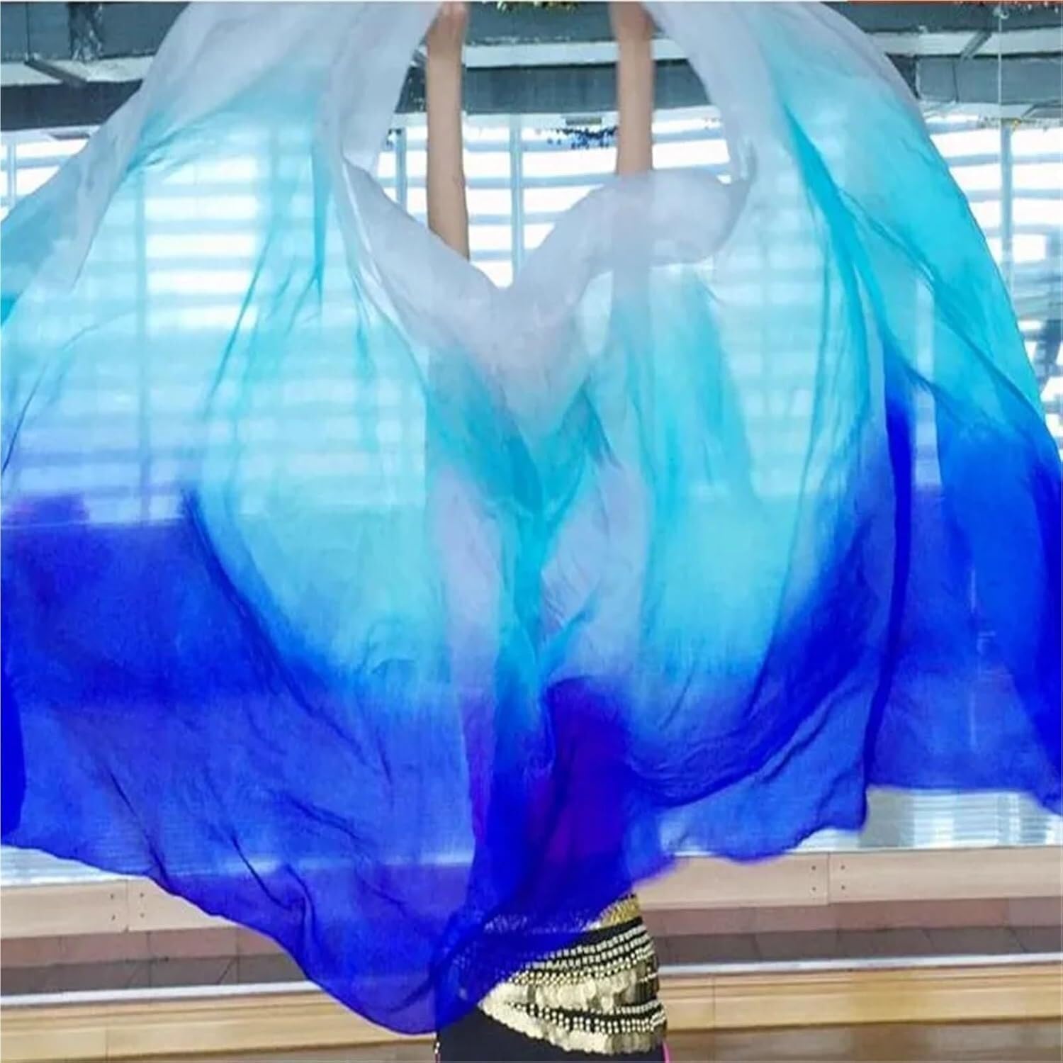 Gradient-Coloured Handheld Belly Dance Veil, 250 X 114 Cm(1)