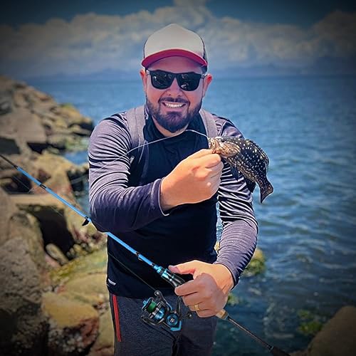 Miniatura 6 de Sougayilang Caña de pesca, caña de pescar de fibra de carbono de 30 toneladas y carrete combo, 2 piezas en blanco combo de carrete giratorio