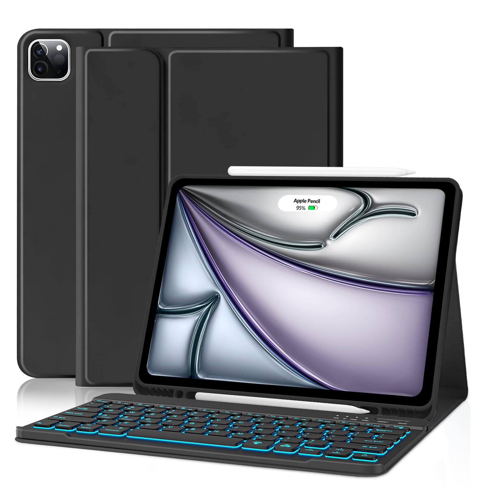 COO for iPad Air 13 Inch M2 2024 Case Keyboard, Keyboard Case for iPad Pro 12.9 inch 5/6th Gen Case with Pencil Holder - Wireless Detachable Backlit Keyboard with Auto Sleep/Wake
